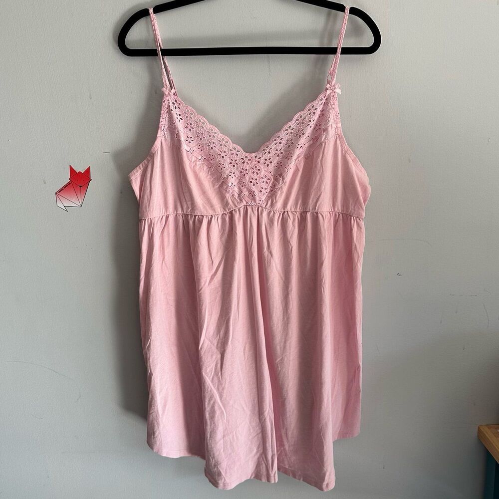 Victoria’s Secret Powder Pink Eyelet Lace Trim Nightgown Nightie Lingerie XL